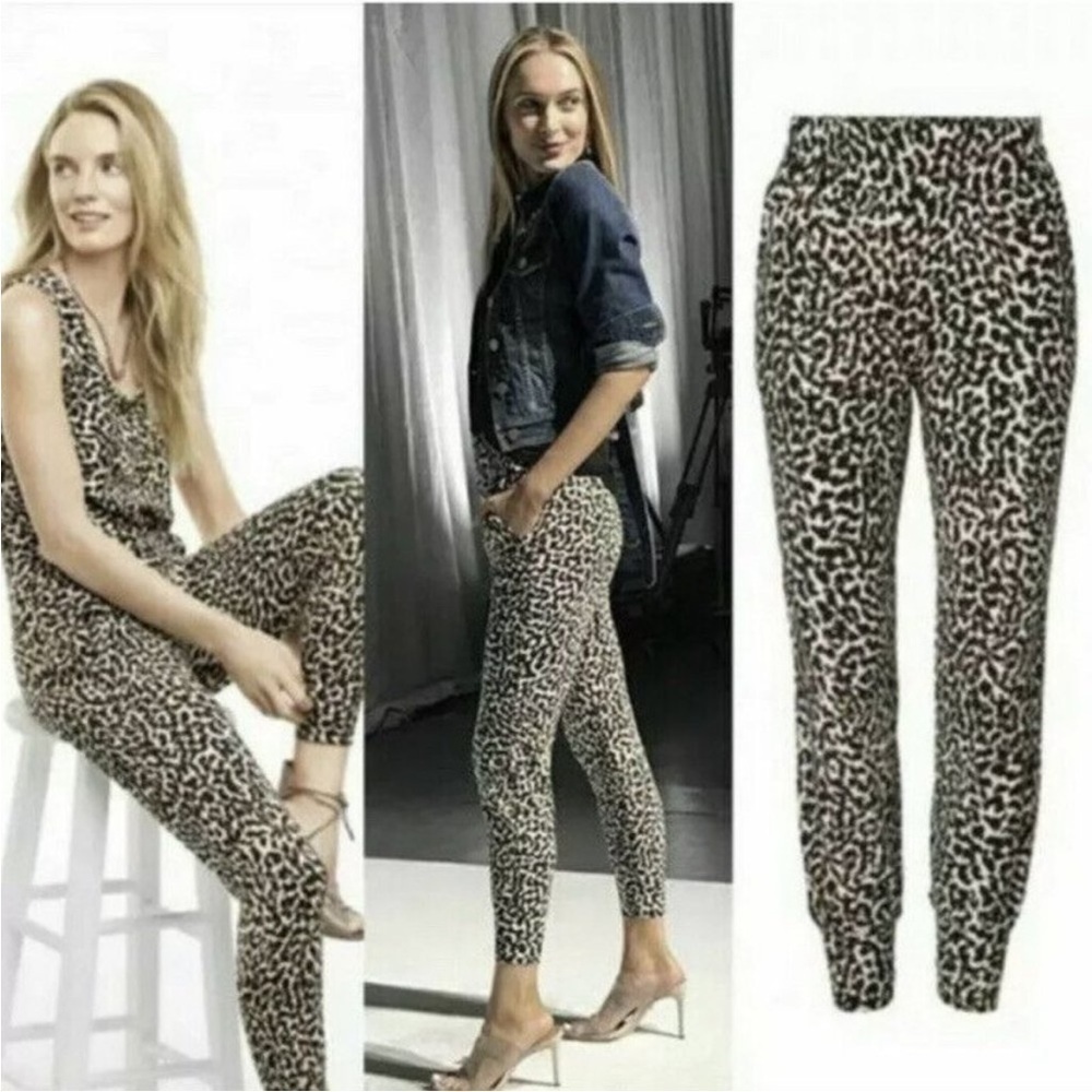Cabi #5680 Pivot Spotted Leopard Animal Print Jogger Pants Mob Wife EUC